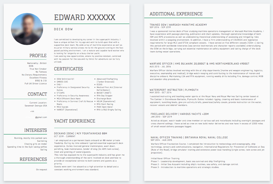 Sample deckhand resume