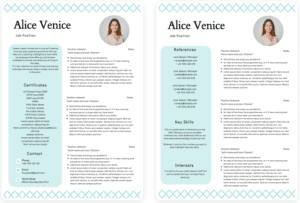 2 page CV Template: Alice Venice