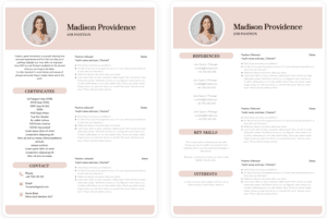 2 page Cv Template: Madison Providence