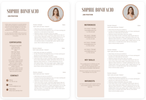 2 page Cv template: Sophie Bonifacio